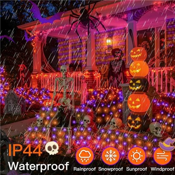 360 LED Halloween Net Lights, 12ft x 5ft String Lights with Remote - Picture 4 of 7